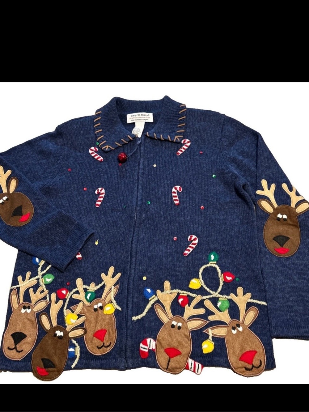 VTG Carly St. Claire Small
Granny Core Christmas
Cardigan Reindeer CottageCore